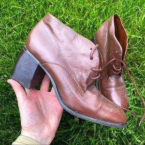 Etienne Aigner red brown heeled leather booties